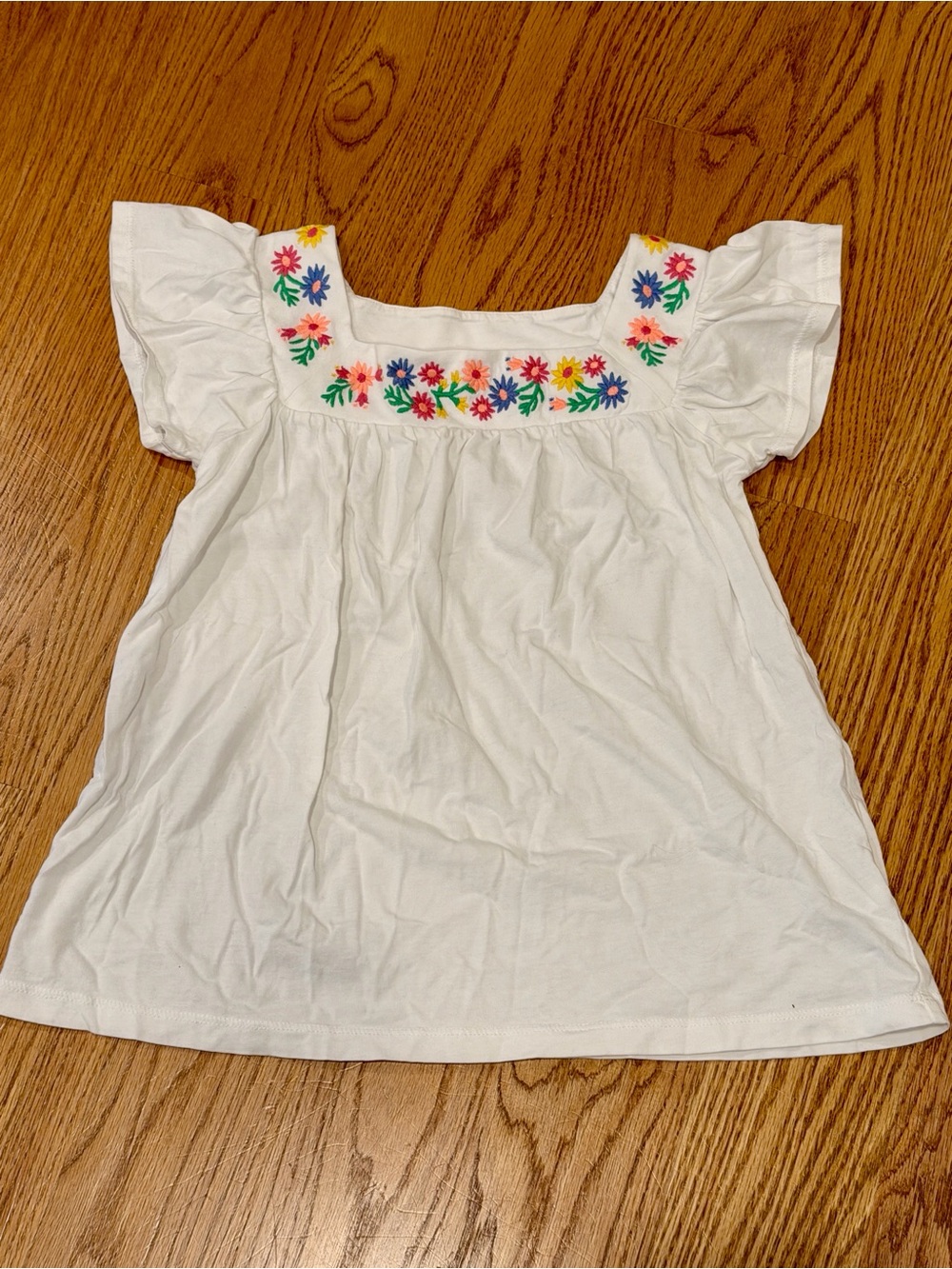 Crewcuts Floral Embroidered Square-Neck Girls Top - size 12